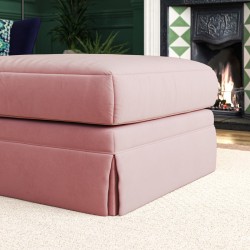 Kielder Valanced Footstool 91 x 91cm (36 x 36") in Flat Velvet Blush Kielder Valanced Footstool 91 x 91cm (36 x 36") in Flat Velvet Blush