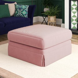 Kielder Valanced Footstool 91 x 91cm (36 x 36") in Flat Velvet Blush Kielder Valanced Footstool 91 x 91cm (36 x 36") in Flat Velvet Blush