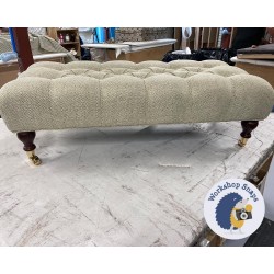 Kinver Deep Buttoned Footstool 102 x 46cm (40 x 18") COM ILIV Textiles Anouka Pampas - Piped Trim - 6ins Castor Mahogany Leg 7453