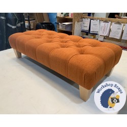 Kinver Deep Buttoned Footstool 102 x 46cm (40 x 18") House Chenille Copper - 5ins Tapered Natural Leg - Plain Trim 4848