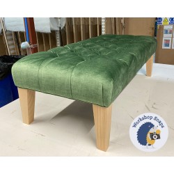 Kinver Deep Buttoned Footstool 122 x 53cm (48x21") Easycare Velvet Apple - Single Piped Trim - 9ins Tapered Natural Leg 9013 Kinver Deep Buttoned Footstool 122 x 53cm (48x21") Easycare Velvet Apple - Single Piped Trim - 9ins Tapered Natural Leg 9013
