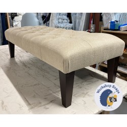 Kinver Deep Buttoned Footstool 122 x 53cm (48x21") Soft Weave Stone - Plain Trim - 9ins Tapered Mahogany Leg 8005 Kinver Deep Buttoned Footstool 122 x 53cm (48x21") Soft Weave Stone - Plain Trim - 9ins Tapered Mahogany Leg 8005
