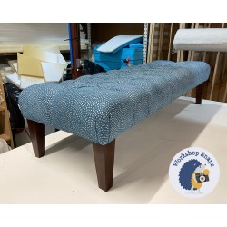 Kinver Deep Buttoned Footstool 152 x 53cm (60 x 21") COM Clarke & Blarke Nebula Denim - 9ins Tapered Mahogany Leg 8989 Kinver Deep Buttoned Footstool 152 x 53cm (60 x 21") COM Clarke & Blarke Nebula Denim - 9ins Tapered Mahogany Leg 8989