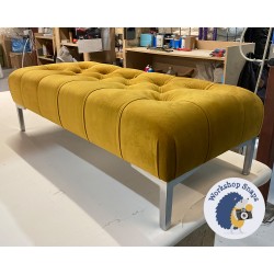 Kinver Deep Buttoned Footstool 102 x 46cm (40 x 18") Flat Velvet Saffron - No Trim - 6ins Metal Leg 9243