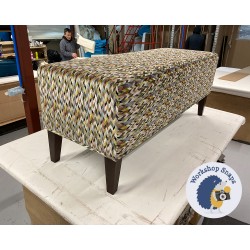 Arden Plain Top Footstool 152 x 53cm (60 x 21") - Bespoke Pad Height Increased by 22cm - COM Osborne and Little Felicia  - Double Piped Trim - 9ins Tapered Mahogany Leg 8364