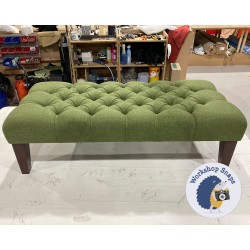 Kinver Deep Buttoned Footstool 122 x 53cm (48x21") Soft Weave Forest Green - 9ins Tapered Mahogany Leg 6288 Kinver Deep Buttoned Footstool 122 x 53cm (48x21") Soft Weave Forest Green - 9ins Tapered Mahogany Leg 6288