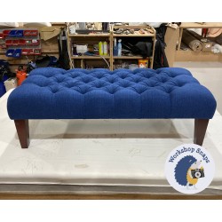 Kinver Deep Buttoned Footstool 122 x 53cm (48x21") Soft Weave Sapphire - 9ins Tapered Mahogany Leg - 6220 Kinver Deep Buttoned Footstool 122 x 53cm (48x21") Soft Weave Sapphire - 9ins Tapered Mahogany Leg - 6220