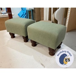 Arden Plain Top Footstool 33 x 23cm (13 x 9") House Cotton Forest - 4ins Turned Mahogany Leg - 7208 Arden Plain Top Footstool 33 x 23cm (13 x 9") House Cotton Forest - 4ins Turned Mahogany Leg - 7208