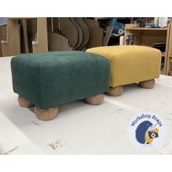 Arden Plain Top Footstool 33 x 23cm (13 x 9") Soft Weave Pistachio & Soft Weave Jade - 5cm Bun Foot Oak 9399 Arden Plain Top Footstool 33 x 23cm (13 x 9") Soft Weave Pistachio & Soft Weave Jade - 5cm Bun Foot Oak 9399