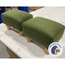 Arden Plain Top Footstool 33 x 23cm (13 x 9") Soft Weave Forest Green - 4ins Turned Natural Leg 6289 Arden Plain Top Footstool 33 x 23cm (13 x 9") Soft Weave Forest Green - 4ins Turned Natural Leg 6289