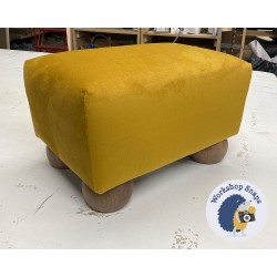 Arden Plain Top Footstool 33 x 23cm (13 x 9") Flat Velvet Saffron - 5cm Bun Foot Oak 9434 Arden Plain Top Footstool 33 x 23cm (13 x 9") Flat Velvet Saffron - 5cm Bun Foot Oak 9434