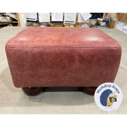 Arden Plain Top Footstool 33 x 23cm (13 x 9") Antique Matt Leather Oxblood - 2ins Bun Mahogany Leg 5740 Arden Plain Top Footstool 33 x 23cm (13 x 9") Antique Matt Leather Oxblood - 2ins Bun Mahogany Leg 5740