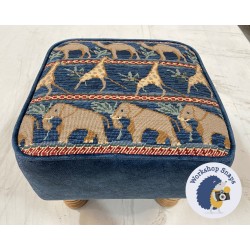 Arden Plain Top Footstool 33 x 23cm (13 x 9") COM Wild Animal Tapestry - Bordered and Piped in Marbled Velvet Lagoon - 4ins Turned Natural Leg 6380 Arden Plain Top Footstool 33 x 23cm (13 x 9") COM Wild Animal Tapestry - Bordered and Piped in Marbled Velvet Lagoon - 4ins Turned Natural Leg 6380