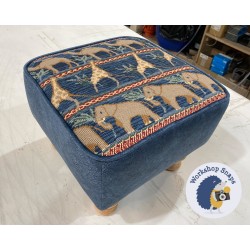 Arden Plain Top Footstool 33 x 23cm (13 x 9") COM Wild Animal Tapestry - Bordered and Piped in Marbled Velvet Lagoon - 4ins Turned Natural Leg 6380 Arden Plain Top Footstool 33 x 23cm (13 x 9") COM Wild Animal Tapestry - Bordered and Piped in Marbled Velvet Lagoon - 4ins Turned Natural Leg 6380