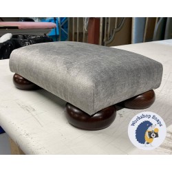 Arden Plain Top Footstool 33 x 23cm (13 x 9") Easycare Velvet Steel - Decreased Pad Height by 3.5ins - 1.5ins Mahogany Bun Foot 8820 Arden Plain Top Footstool 33 x 23cm (13 x 9") Easycare Velvet Steel - Decreased Pad Height by 3.5ins - 1.5ins Mahogany Bun Foot 8820