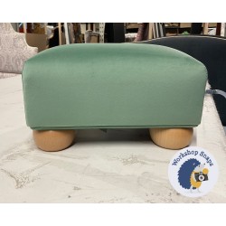 Arden Plain Top Footstool 33 x 23cm (13 x 9") Flat Velvet Duck Egg - Single Piped - 2ins Bun Natural Foot 8408 Arden Plain Top Footstool 33 x 23cm (13 x 9") Flat Velvet Duck Egg - Single Piped - 2ins Bun Natural Foot 8408