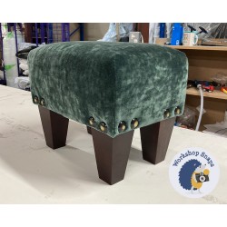 Arden Plain Top Footstool 33 x 23cm (13 x 9") COM Linwood Cosmos Velvet Mineral - Corner Stud Trim - 5ins Tapered Mahogany Leg 8304 Arden Plain Top Footstool 33 x 23cm (13 x 9") COM Linwood Cosmos Velvet Mineral - Corner Stud Trim - 5ins Tapered Mahogany Leg 8304