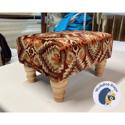 Arden Plain Top Footstool 33 x 23cm (13 x 9") Printed Velvet Autumn - 5ins Turned Natural Leg 8904 Arden Plain Top Footstool 33 x 23cm (13 x 9") Printed Velvet Autumn - 5ins Turned Natural Leg 8904
