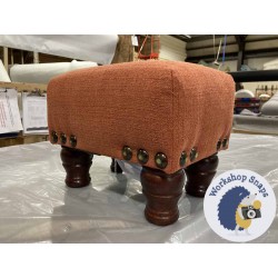 Arden Plain Top Footstool 33 x 23cm (13 x 9") Soft Weave Orange - Corner Studs - 4ins Turned Mahogany Leg 5850 Arden Plain Top Footstool 33 x 23cm (13 x 9") Soft Weave Orange - Corner Studs - 4ins Turned Mahogany Leg 5850