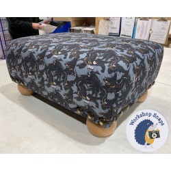 Arden Plain Top Footstool 46 x 33cm (18 x 13") COM Batman Fabric - 2" Bun Natural Foot - Corner Studs 5105 2