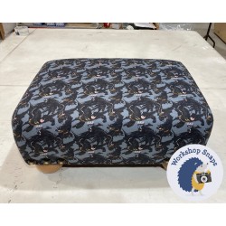 Arden Plain Top Footstool 46 x 33cm (18 x 13") COM Batman Fabric - 2" Bun Natural Foot - Corner Studs 5105