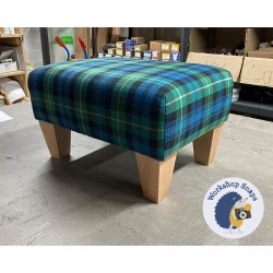Arden Plain Top Footstool 46 x 33cm (18 x 13") COM Campbell of Argyll Ancient Tartan - 5ins Tapered Natural Leg 5975