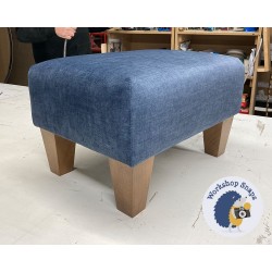 Arden Plain Top Footstool 46 x 33cm (18 x 13") Easycare Velvet Atlantic - 12.7cm Tapered Leg Oak 9438