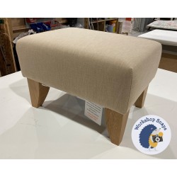 Arden Plain Top Footstool 46 x 33cm (18 x 13") House Cotton Sand - 6ins Convex Tapered Oiled Oak Leg 6067