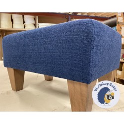 Arden Plain Top Footstool 46 x 33cm (18 x 13") Soft Weave Sapphire - 5ins Tapered Oak Leg 7134