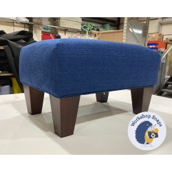 Arden Plain Top Footstool 46 x 33cm (18 x 13") Soft Weave Sapphire - Self Piped - 5ins Tapered Mahogany Leg 6442