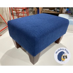 Arden Plain Top Footstool 46 x 33cm (18 x 13") Soft Weave Sapphire - 5ins Tapered Mahogany Leg 6171