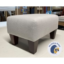 Arden Plain Top Footstool 46 x 33cm (18 x 13") Soft Weave Silver - 5ins Tapered Mahogany Leg