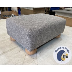 Arden Plain Top Footstool 46 x 33cm (18 x 13") Textured Weave Iron - 2ins Bun Foot Natural 5282