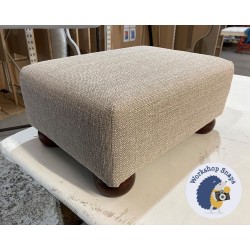 Arden Plain Top Footstool 46 x 33cm (18 x 13") Textured Weave Stone - 2ins Bun Mahogany Foot 7143