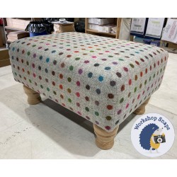 Arden Plain Top Footstool 46 x 33cm (18 x 13") Wool Spot Grey - 4in Turned Leg Natural 5032