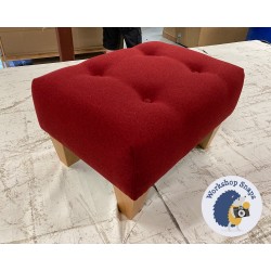 Cannock Shallow Buttoned Footstool 46 x 33cm (18 x 13") Faux Wool Ruby - 5ins Tapered Natural Leg 8733