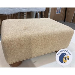 Cannock Shallow Buttoned Footstool 46 x 33cm (18 x 13") Wool Plain Honey - Self Piped Trim - 2ins Bun Oak Leg 7155