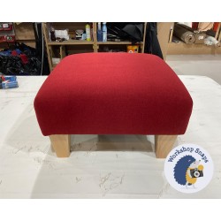 Arden Plain Top Footstool 46 x 46cm (18 x 18") Faux Wool Ruby - 5ins Tapered Natural Leg 6093