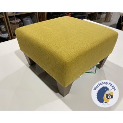 Arden Plain Top Footstool 46 x 46cm (18 x 18") Soft Weave Mustard - 5ins Tapered Oak Leg 6087