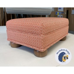 Wentwood Plain Top Footstool with Border 46 x 33cm (18 x 13") Diamond Weave Burnt Orange - Double Piped Trim - 2ins Bun Oak Foot 8625
