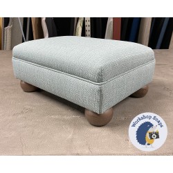 Wentwood Plain Top Footstool with Border 46 x 33cm (18 x 13") Textured Weave Duck Egg - 2ins Oak Bun Feet 5981