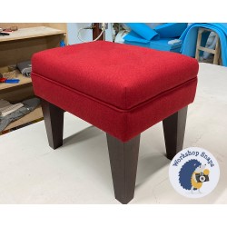 Fernworthy Shallow Buttoned Footstool with Border 46 x 33cm (18 x 13") Faux Wool Ruby - 22.9cm Tapered Leg Mahogany 9464 Fernworthy Shallow Buttoned Footstool with Border 46 x 33cm (18 x 13") Faux Wool Ruby - 22.9cm Tapered Leg Mahogany 9464