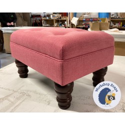 Fernworthy Shallow Buttoned Footstool with Border 46 x 33cm (18 x 13") House Cotton Strawberry - 5ins Turned Mahogany Leg 8462 Fernworthy Shallow Buttoned Footstool with Border 46 x 33cm (18 x 13") House Cotton Strawberry - 5ins Turned Mahogany Leg 8462