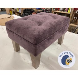 Fernworthy Shallow Buttoned Footstool with Border 46 x 33cm (18 x 13") House Velvet Aubergine - 6ins Concave Tapered Washed Oak Leg 6991 Fernworthy Shallow Buttoned Footstool with Border 46 x 33cm (18 x 13") House Velvet Aubergine - 6ins Concave Tapered Washed Oak Leg 6991
