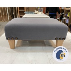 Arden Plain Top Footstool 61 x 41cm (24 x 16") Flat Velvet Storm - Corner Studs - 5ins Tapered Natural Leg 6620