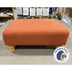 Arden Plain Top Footstool 61 x 41cm (24 x 16") Soft Weave Orange - 4" Turned Natural Leg 5585 2