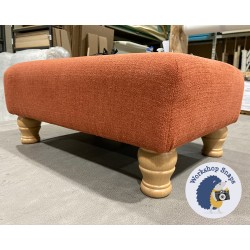 Arden Plain Top Footstool 61 x 41cm (24 x 16") Soft Weave Orange - 4" Turned Natural Leg 5585