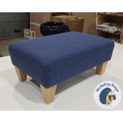 Arden Plain Top Footstool 61 x 41cm (24 x 16") Textured Weave Indigo - 5 Inch Tapered Natural Leg 4474