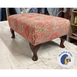 Cannock Shallow Buttoned Footstool 61 x 41cm (24 x 16") COM Colefax & Fowler Amadore Tomato - 6ins Queen Anne Mahogany Leg 7973 Cannock Shallow Buttoned Footstool 61 x 41cm (24 x 16") COM Colefax & Fowler Amadore Tomato - 6ins Queen Anne Mahogany Leg 7973