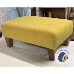 Cannock Shallow Buttoned Footstool 61 x 41cm (24 x 16") Soft Weave Mustard - 5ins Tapered Oak Leg 7670 Cannock Shallow Buttoned Footstool 61 x 41cm (24 x 16") Soft Weave Mustard - 5ins Tapered Oak Leg 7670